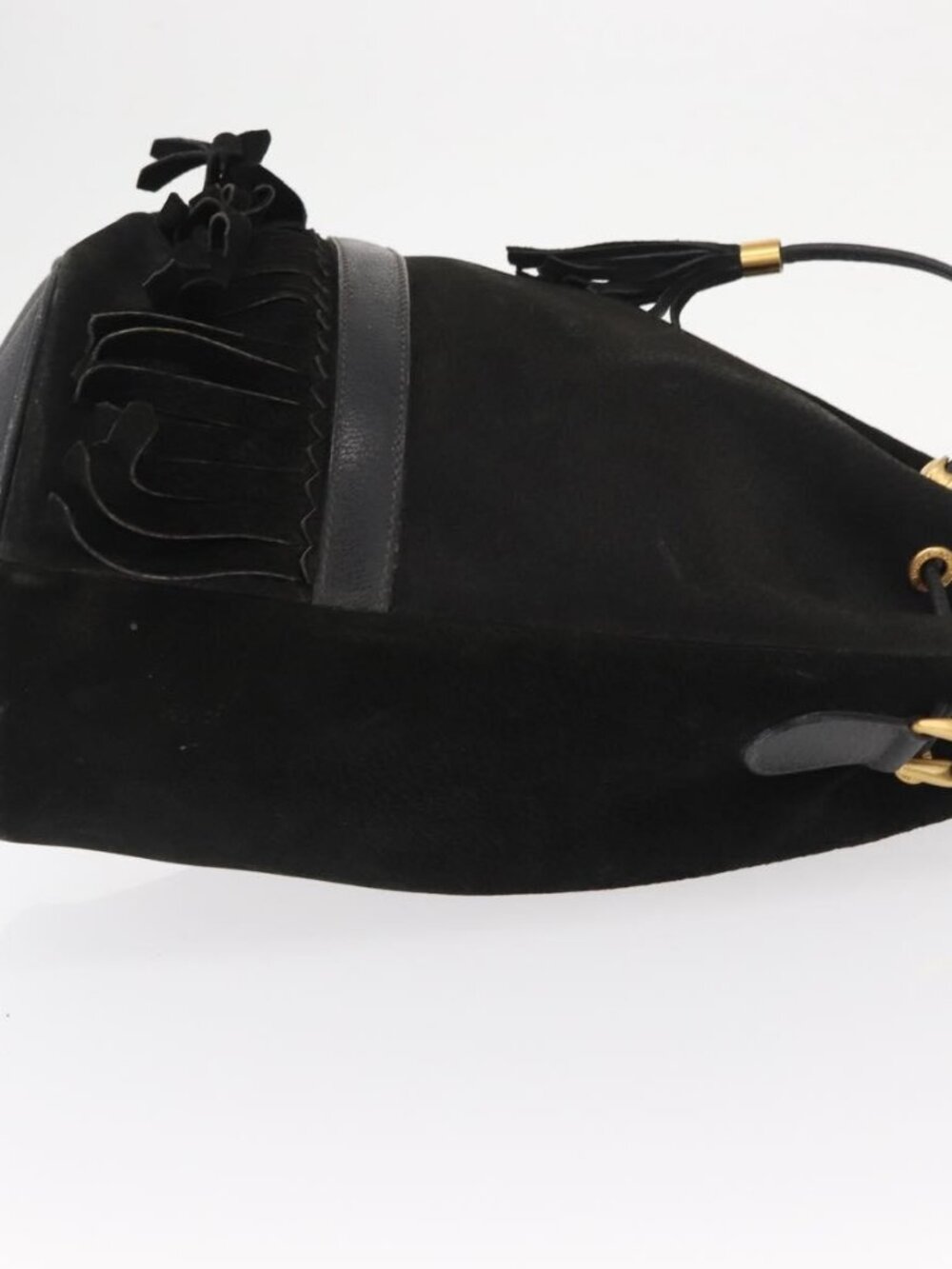 GUCCI Shoulder Bag Suede Leather Black Gold Auth BA8456 - Picture 5 of 16